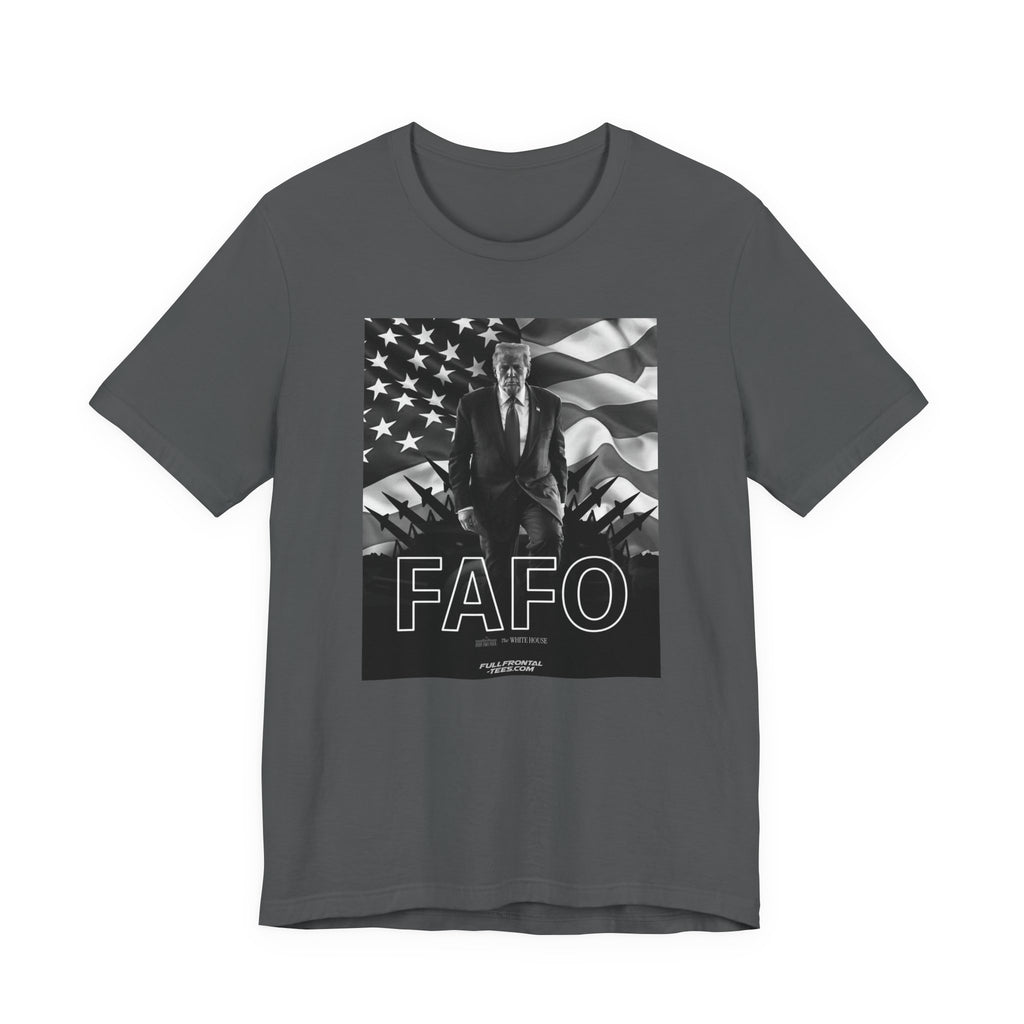 FAFO TRUMP Fuck Around Find Out American Flag Missiles MAGA T-Shirt Short Sleeve Dirty Fathers Day Gift