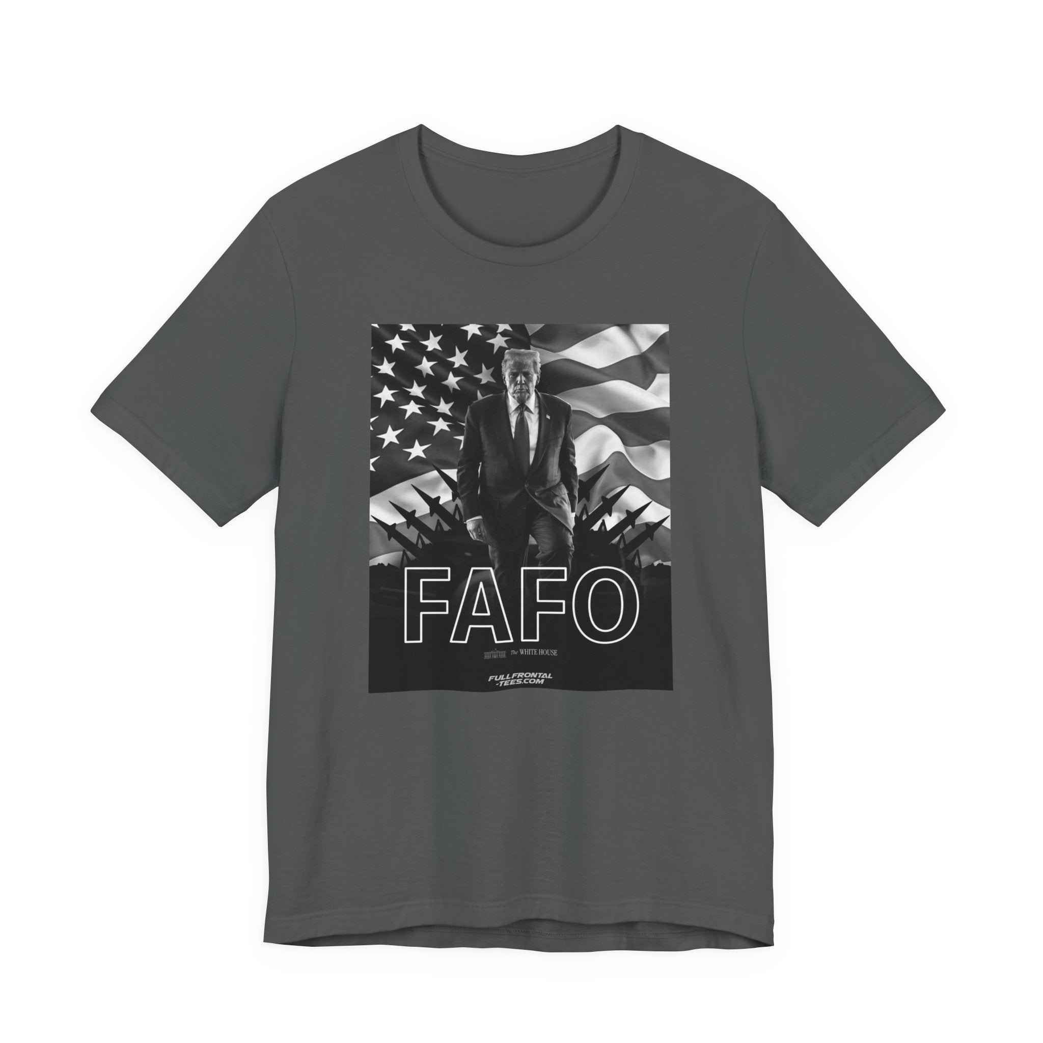 FAFO TRUMP Fuck Around Find Out American Flag Missiles MAGA T-Shirt Short Sleeve Dirty Fathers Day Gift