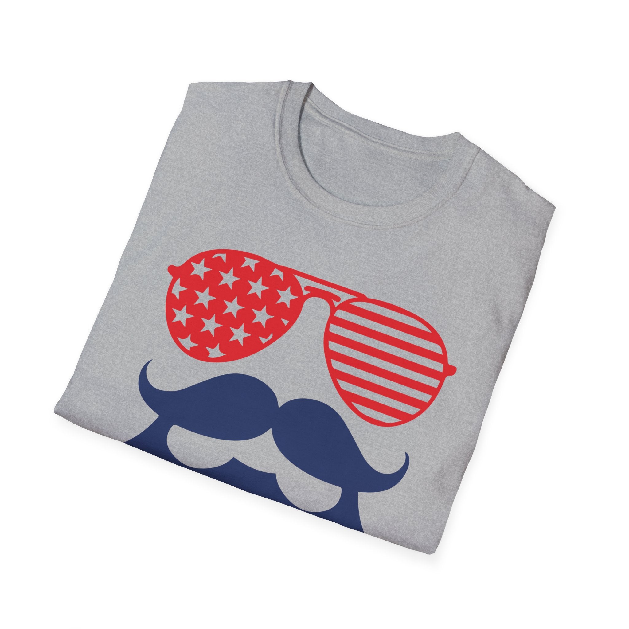 MERICA the Bearded Sunglasses PROUD American USA 4th July Patriotic Unisex Softstyle T-Shirt