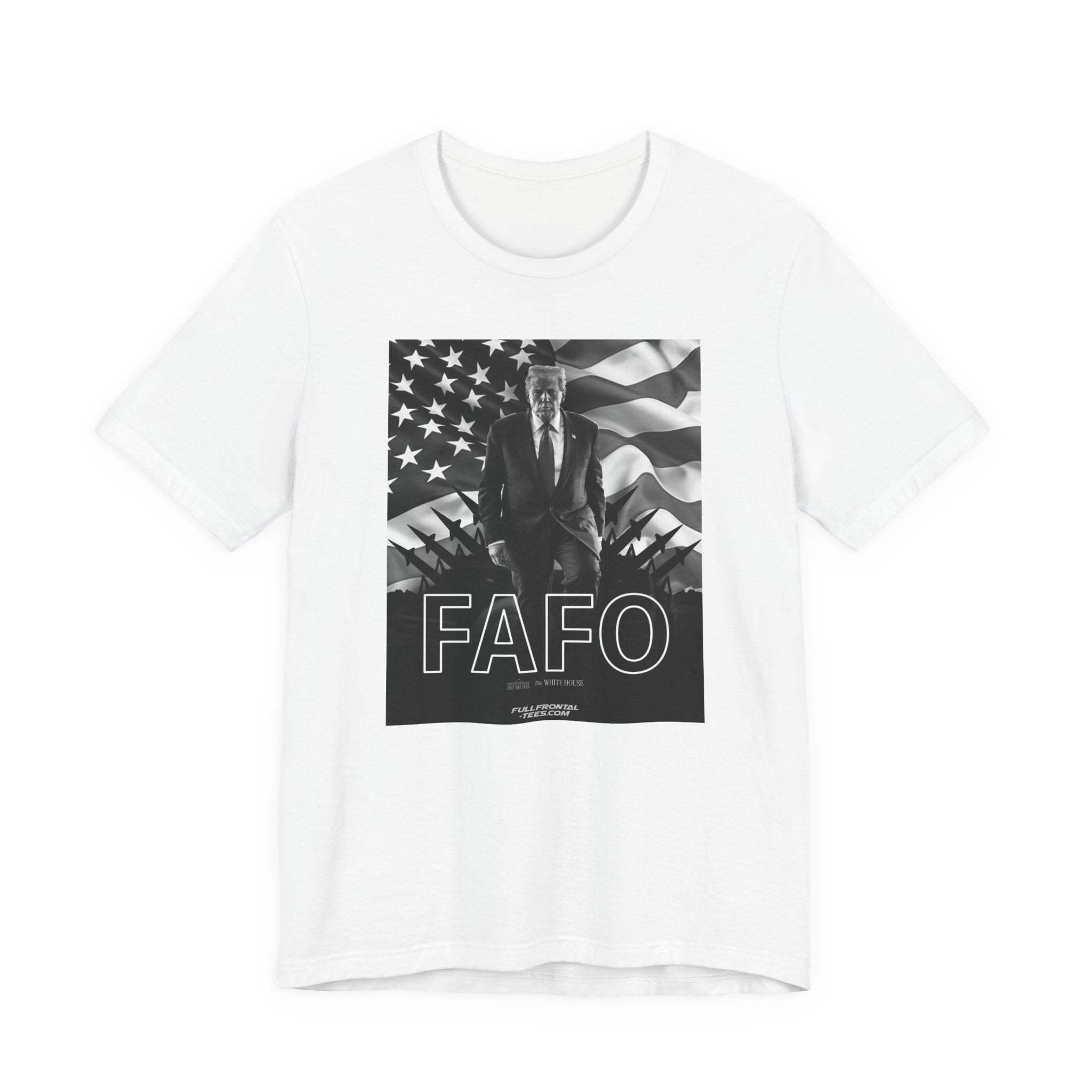 FAFO TRUMP Fuck Around Find Out American Flag Missiles MAGA T-Shirt Short Sleeve Dirty Fathers Day Gift