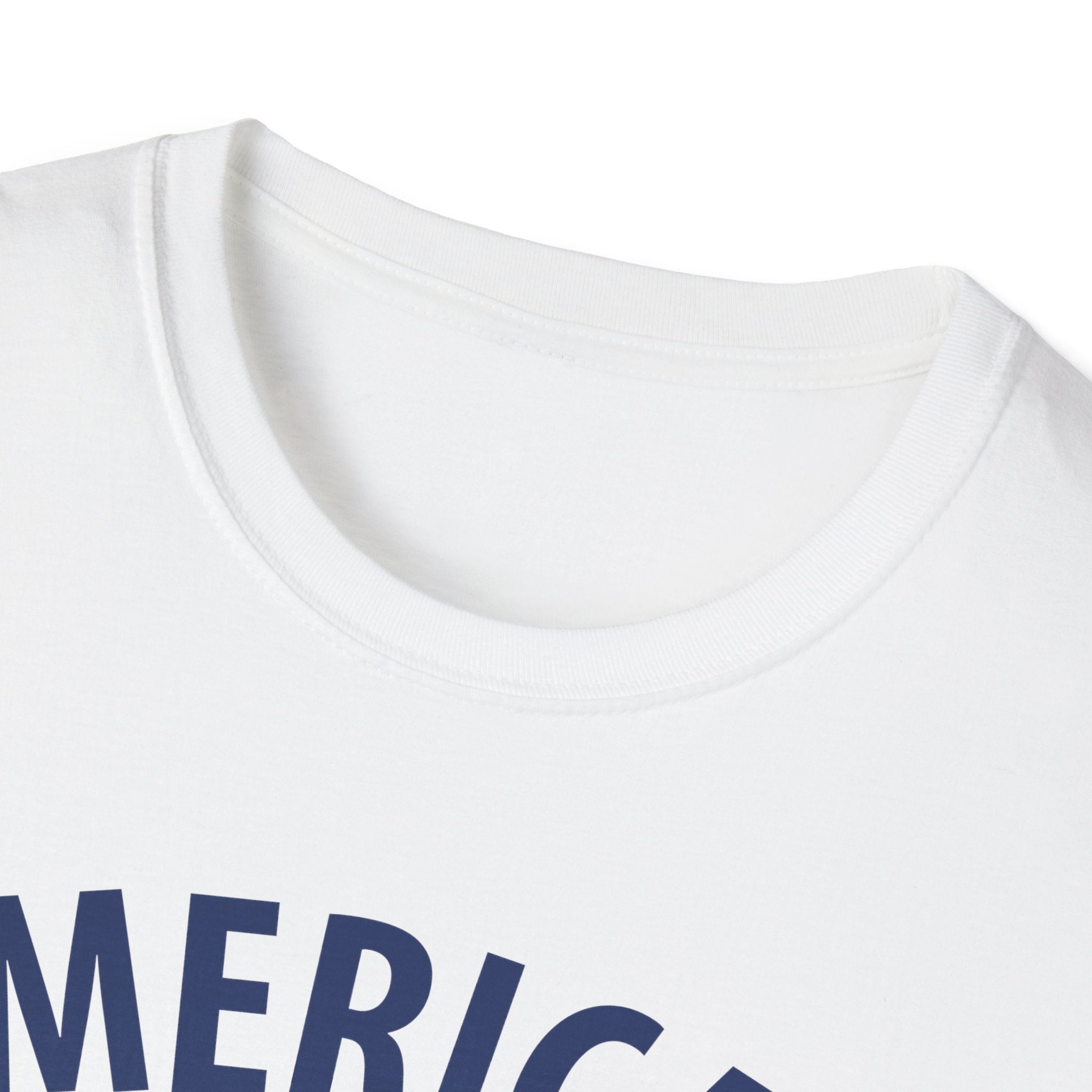 AMERICAN and PROUD USA 4th July Patriotic Rock Design Unisex Softstyle T-Shirt