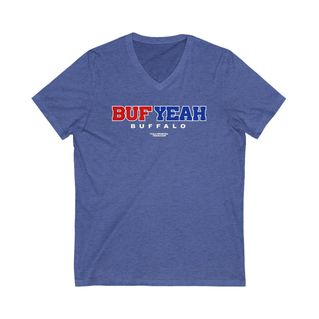 BUF YEAH Buffalo New York Football Jersey Short Sleeve V Neck T Shirt