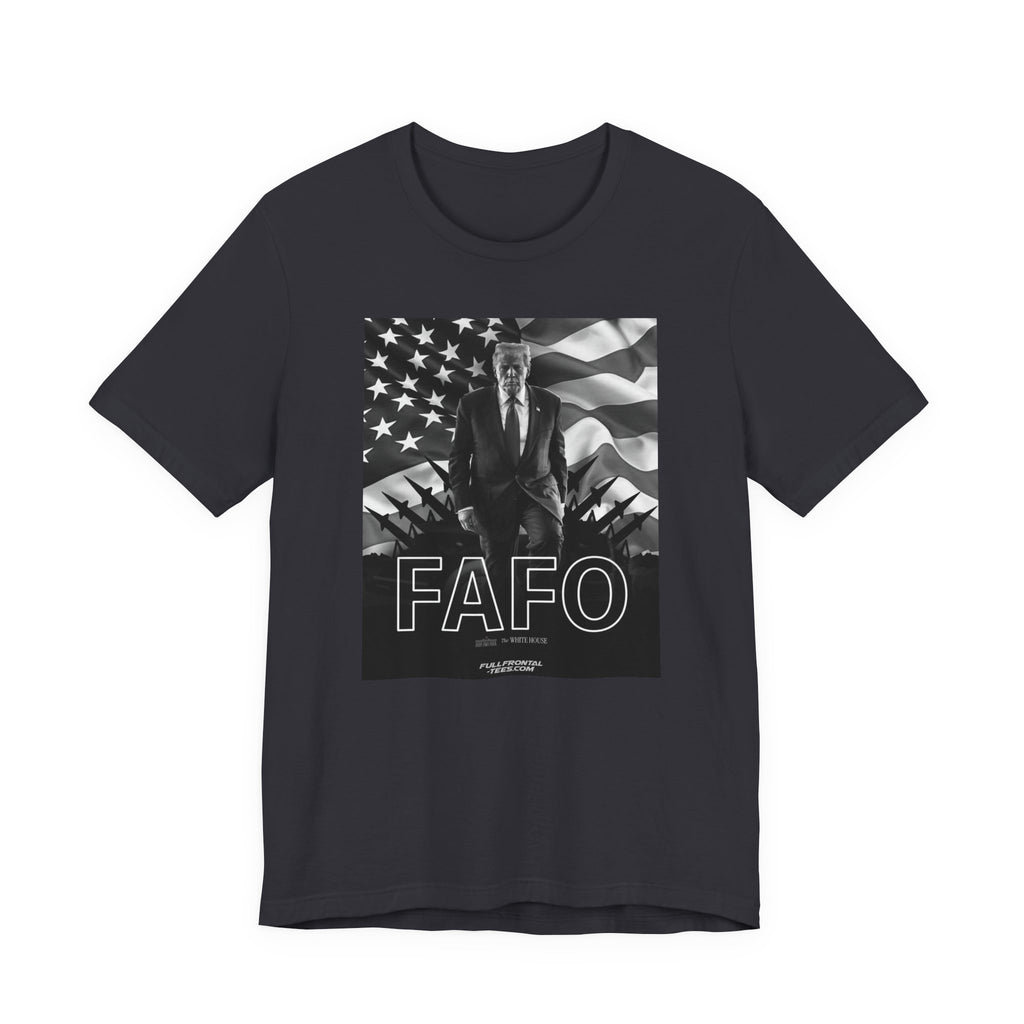 FAFO TRUMP Fuck Around Find Out American Flag Missiles MAGA T-Shirt Short Sleeve Dirty Fathers Day Gift