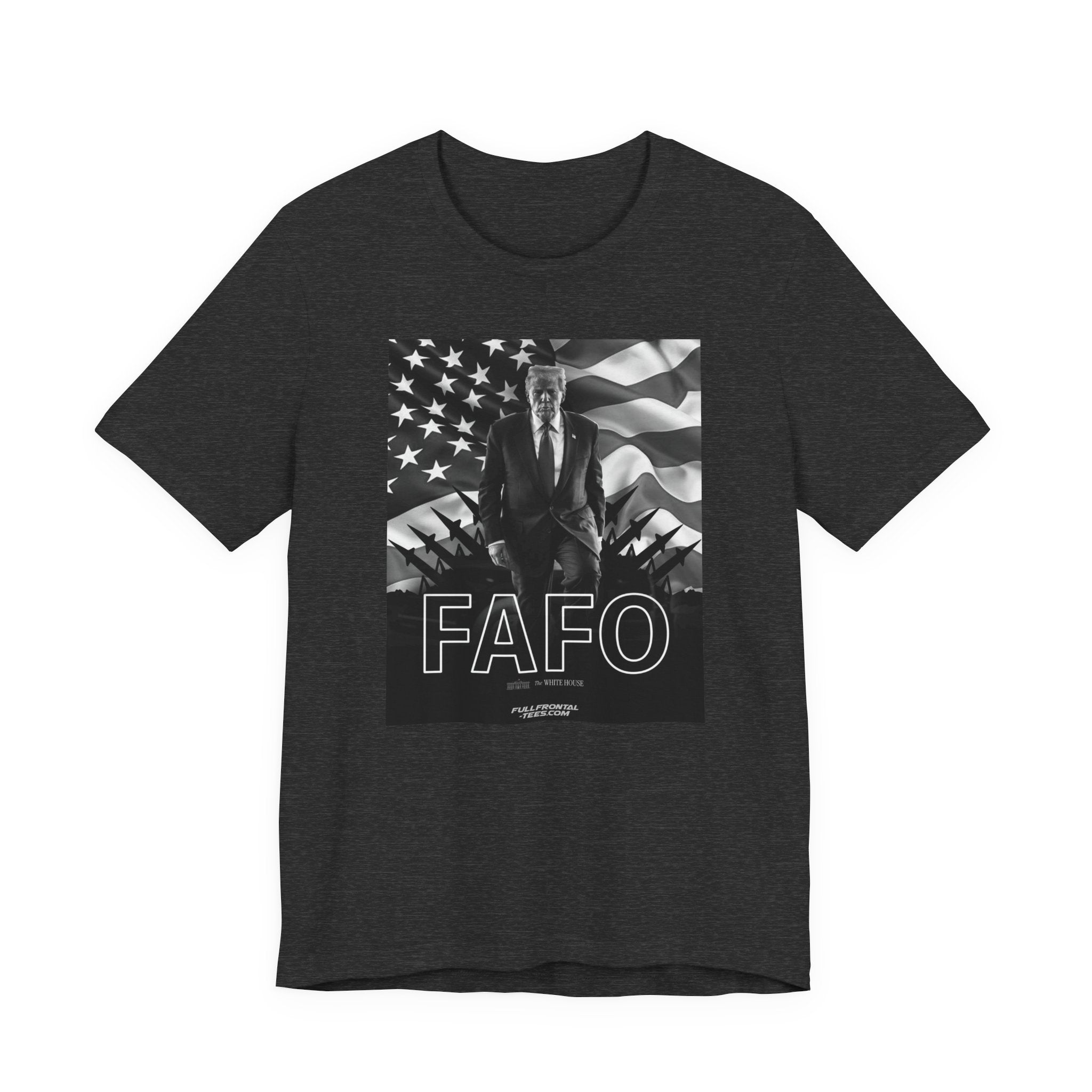 FAFO TRUMP Fuck Around Find Out American Flag Missiles MAGA T-Shirt Short Sleeve Dirty Fathers Day Gift