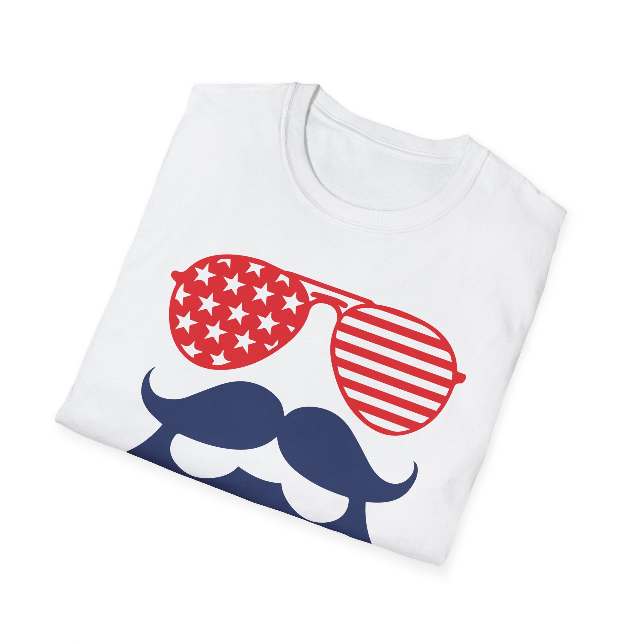 MERICA the Bearded Sunglasses PROUD American USA 4th July Patriotic Unisex Softstyle T-Shirt