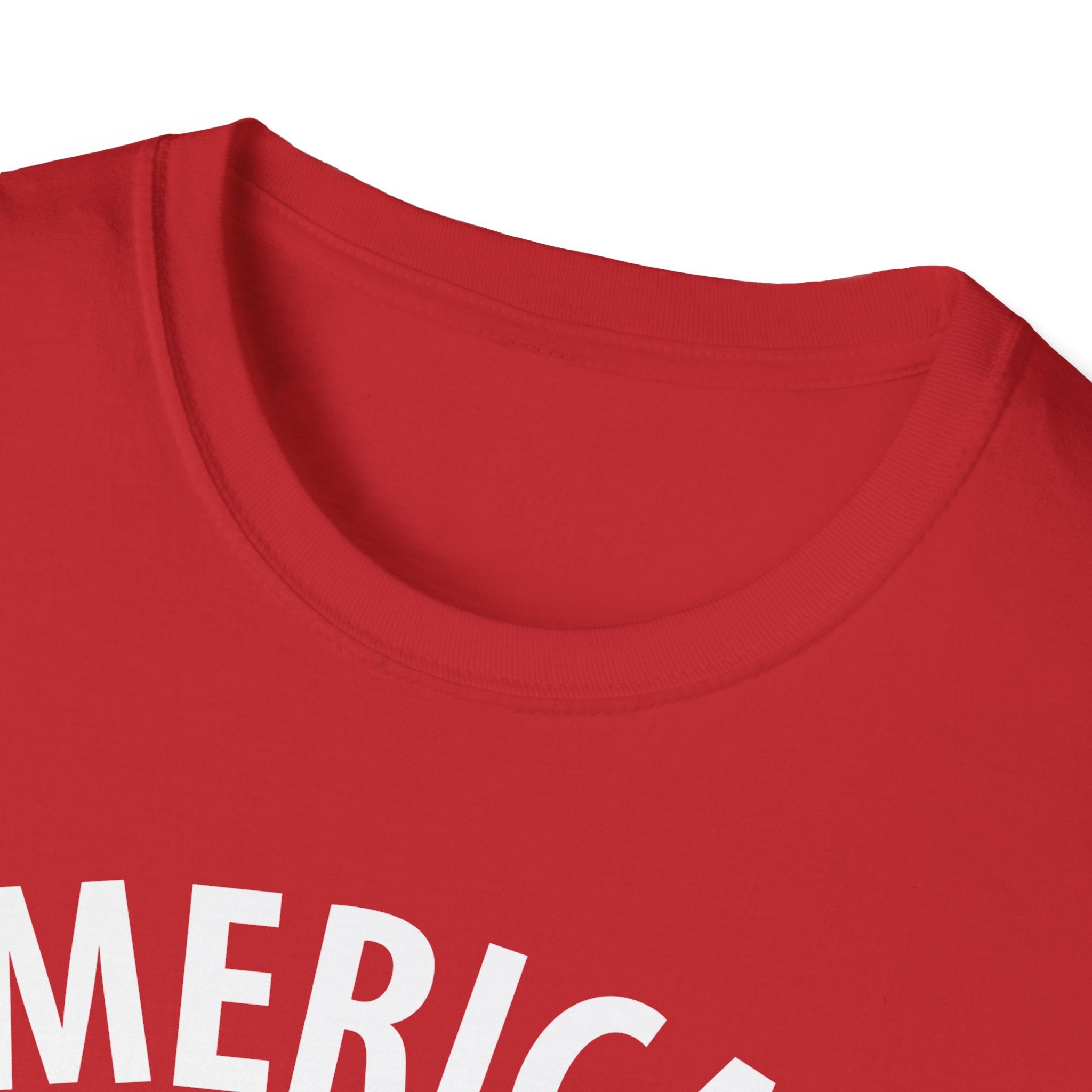 AMERICAN and PROUD USA 4th July Patriotic Rock Design Unisex Softstyle T-Shirt