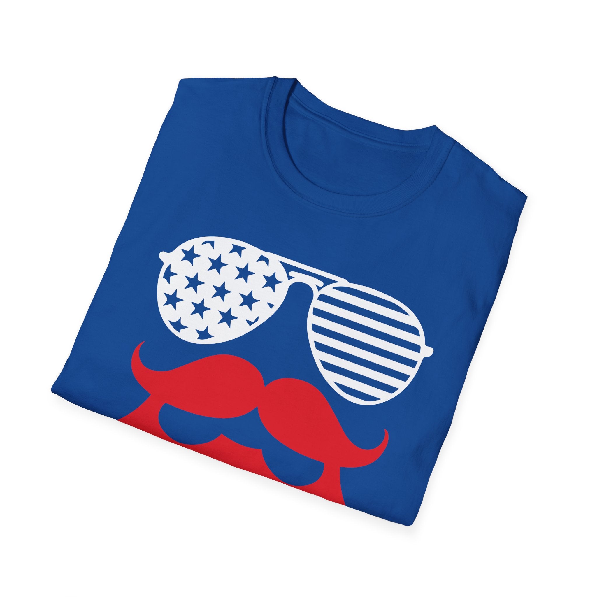 MERICA the Bearded Sunglasses PROUD American USA 4th July Patriotic Unisex Softstyle T-Shirt