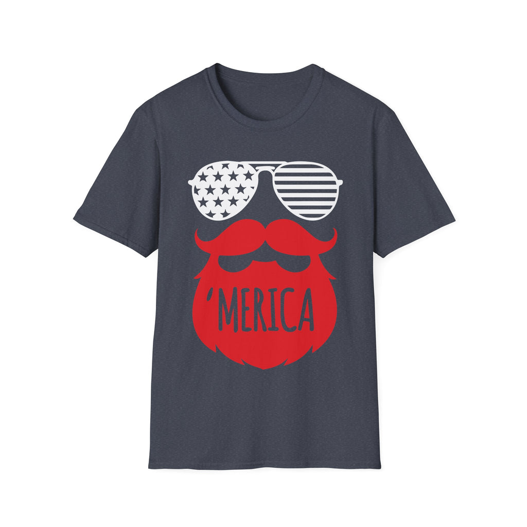 MERICA the Bearded Sunglasses PROUD American USA 4th July Patriotic Unisex Softstyle T-Shirt