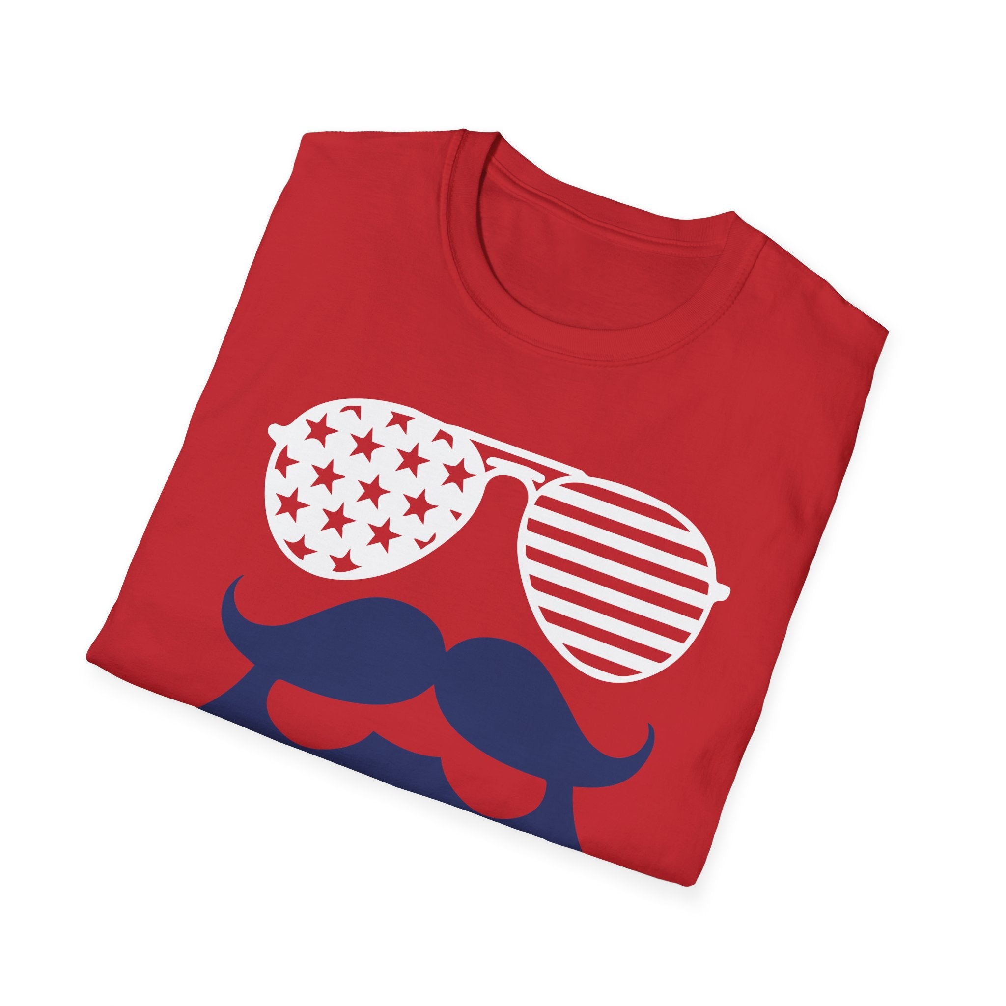MERICA the Bearded Sunglasses PROUD American USA 4th July Patriotic Unisex Softstyle T-Shirt