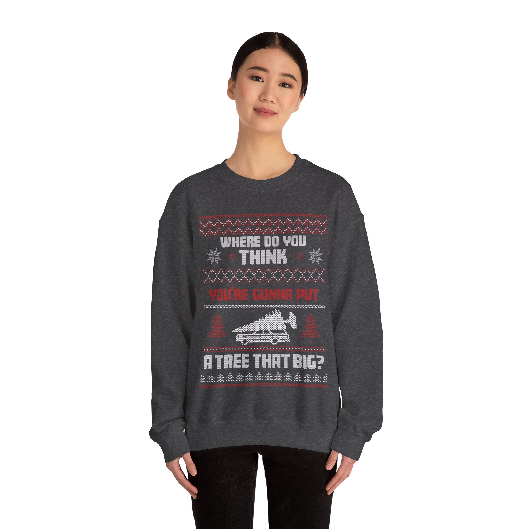 National Lampoon's Christmas Vacation Funny Couples Ugly Sweater Tree That Big Bend Over Show Holiday Unisex Heavy Blend Crewneck Sweatshirt