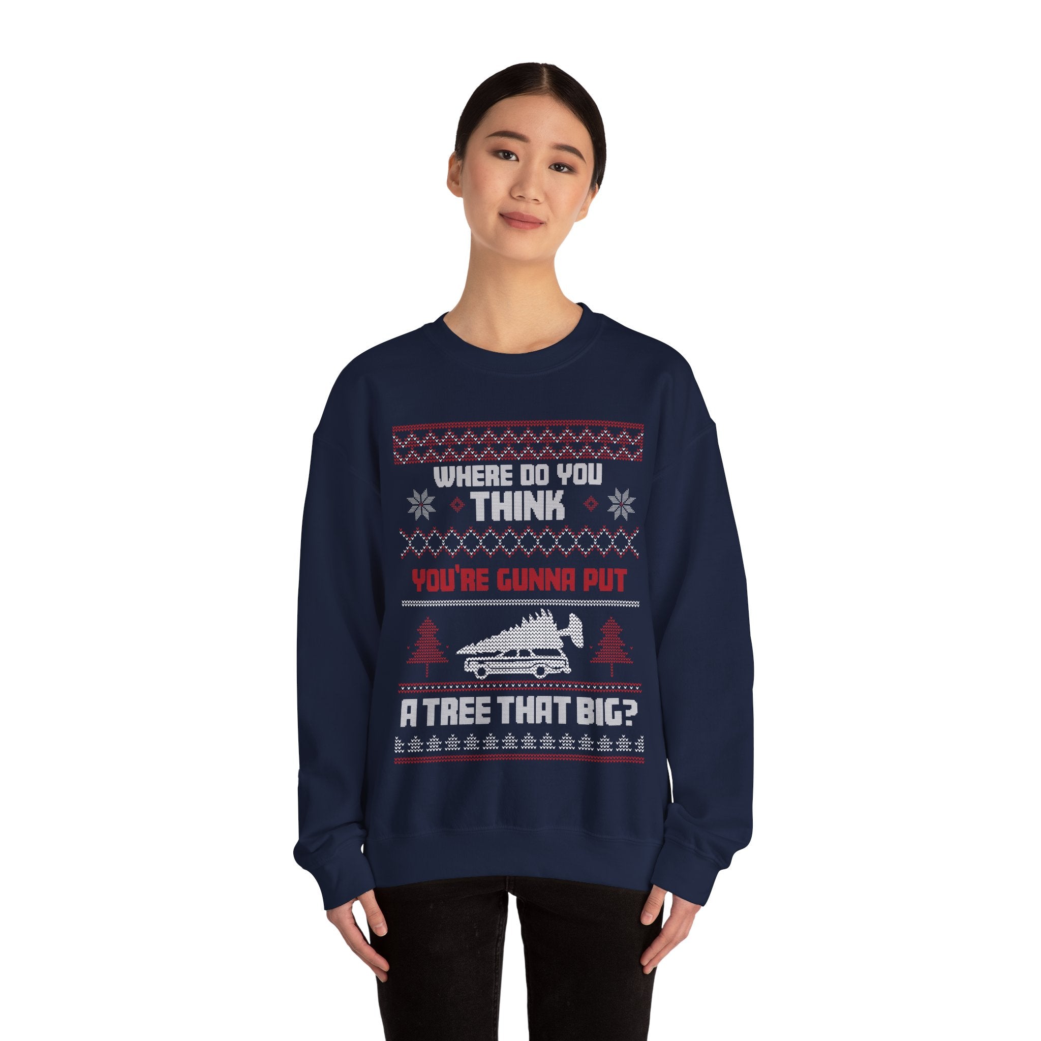 National Lampoon's Christmas Vacation Funny Couples Ugly Sweater Tree That Big Bend Over Show Holiday Unisex Heavy Blend Crewneck Sweatshirt