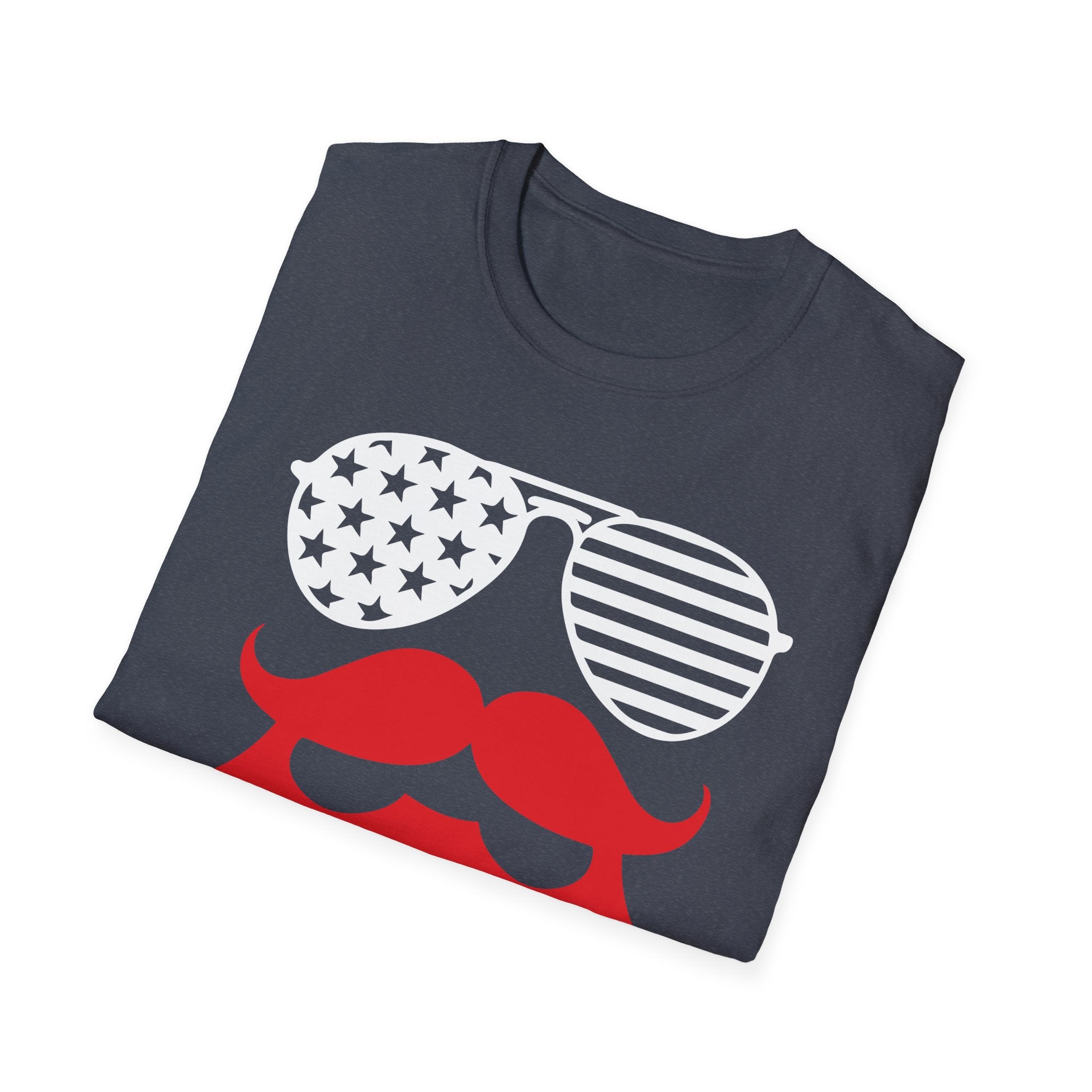 MERICA the Bearded Sunglasses PROUD American USA 4th July Patriotic Unisex Softstyle T-Shirt