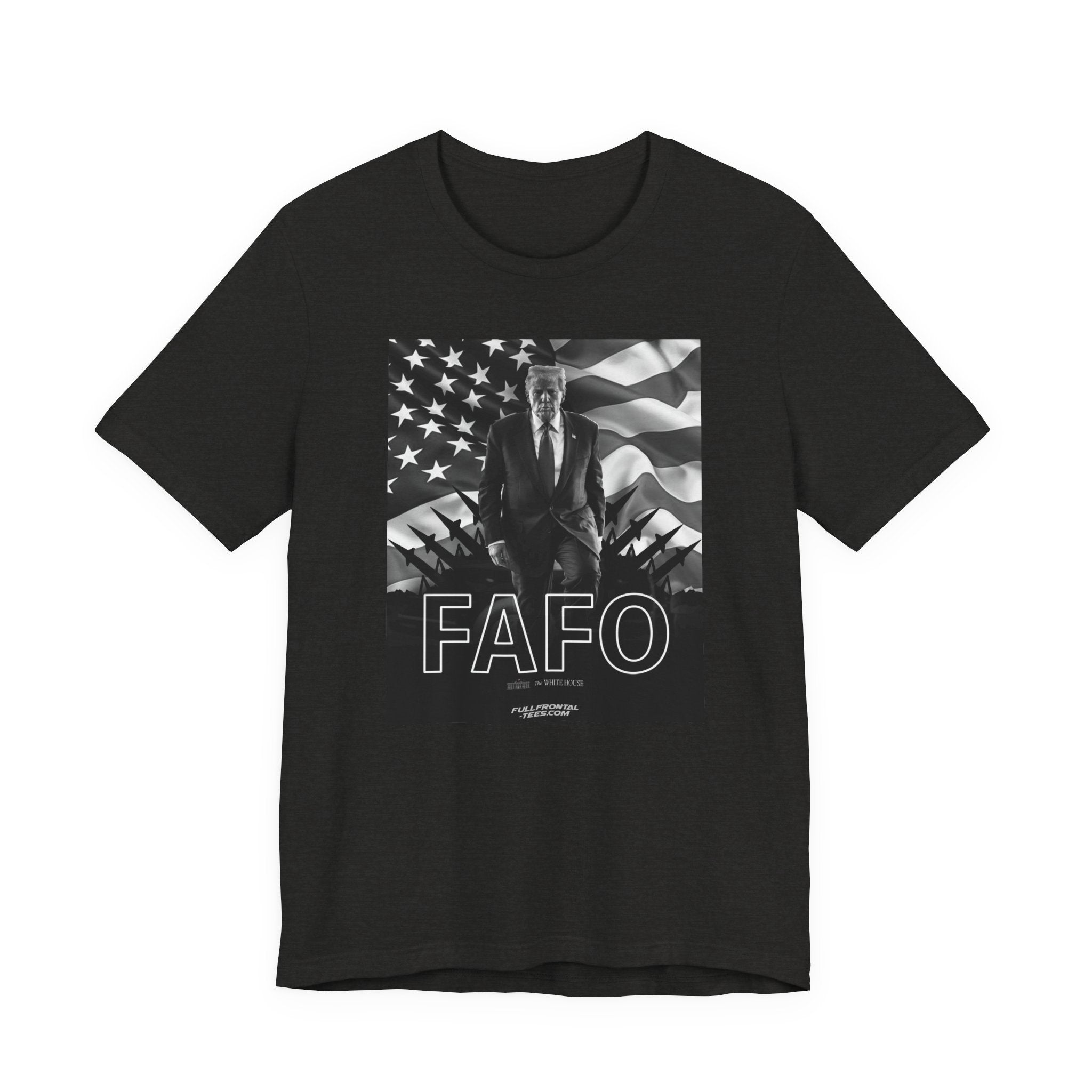 FAFO TRUMP Fuck Around Find Out American Flag Missiles MAGA T-Shirt Short Sleeve Dirty Fathers Day Gift