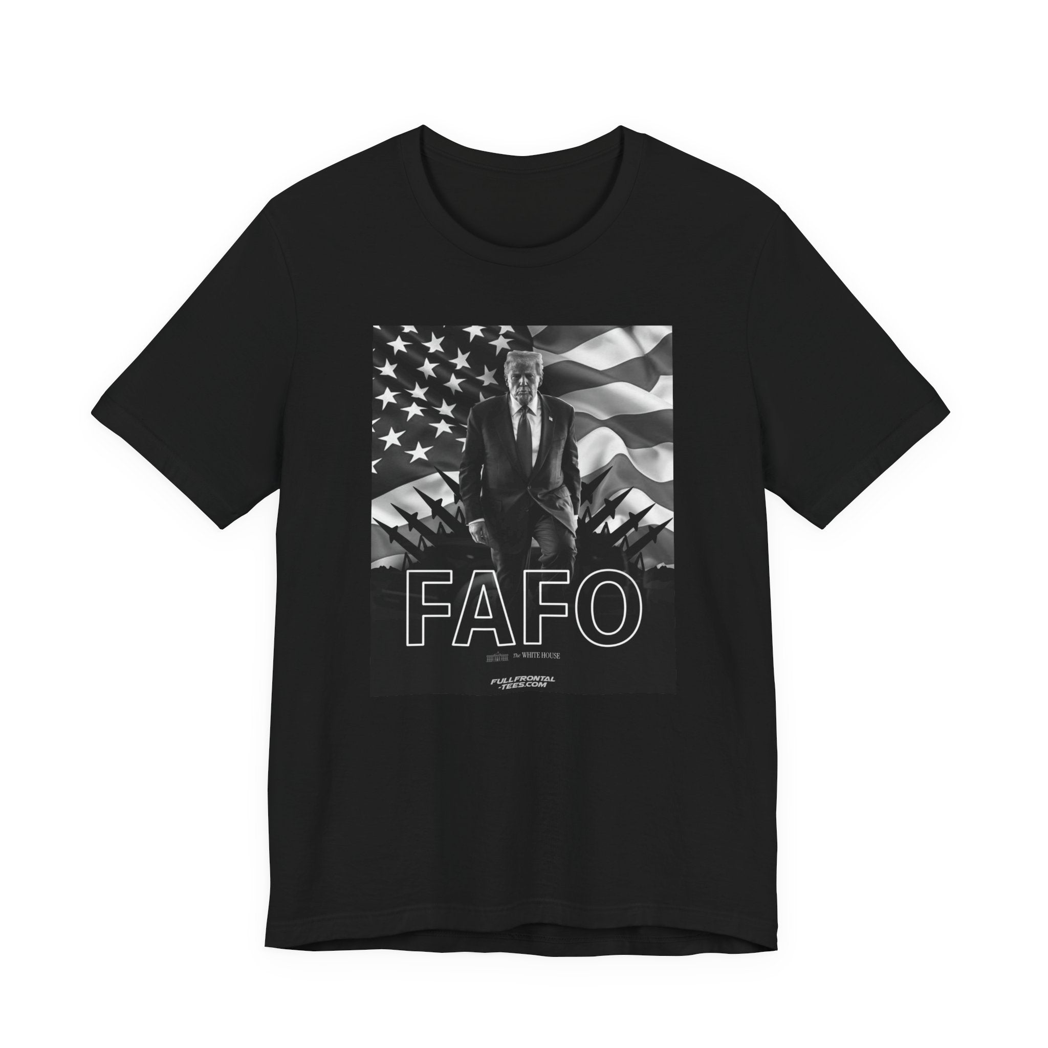FAFO TRUMP Fuck Around Find Out American Flag Missiles MAGA T-Shirt Short Sleeve Dirty Fathers Day Gift